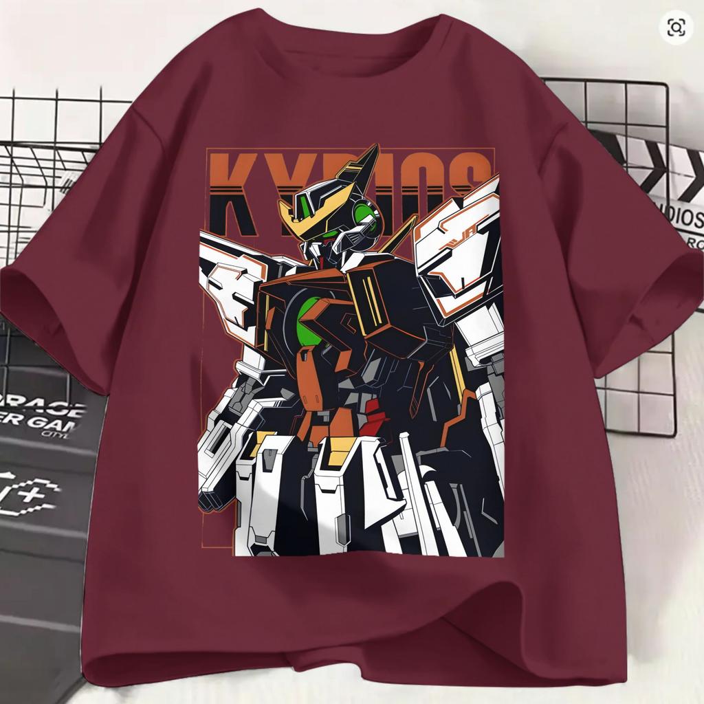 Casual Gundam TShirts For Unisex Crewneck Cotton T Shirts Kyrios Short Sleeve Tees Printed Tops