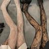 New Hollow Lace Mesh Stockings with Bottom Pantyhose Lolita Retro Floral Vine White Black Stockings for Women