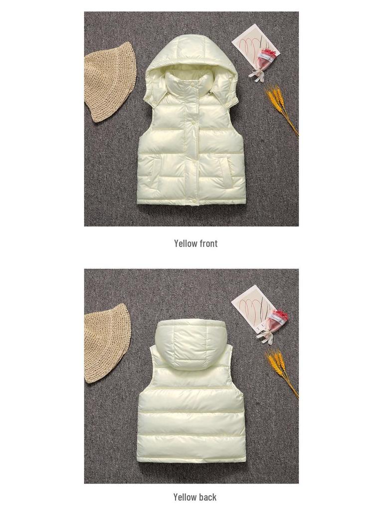 Kids' Hooded Down Cotton Vest: Thickened Sleeveless Jacket for Girls (Autumn/Winter).