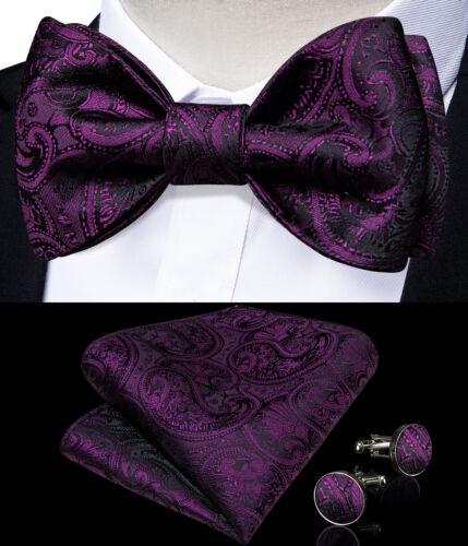 Мужской шелковый галстук-бабочка, синий регулируемый галстук-бабочка, набор запонок с цветочным принтом пейсли