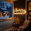 Wooden Christmas Train Wall Light LED Backlit Light, Xmas Silhouette Decor with Rustic Holiday Decoration Warm Glow, Sign for Home Party, Gift