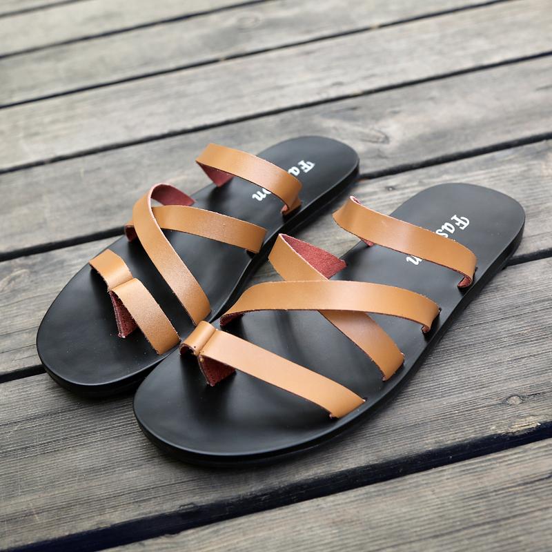 Мода 2024 Нескользящие Мужские Удобные Тапочки Новинка Модные Мужские Шлепанцы из Натуральной Кожи Мужская Повседневная Летняя Обувь с Перфорацией