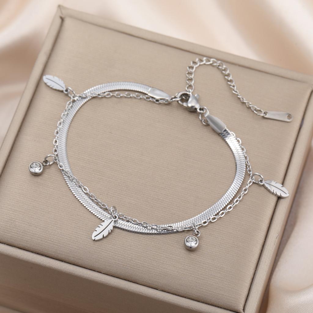 Cazador Daisy Flower Feather Star Cat Charm Bracelet Stainless Steel Gift Snake Chain Bracelets for Women's Mother's Day Gifts