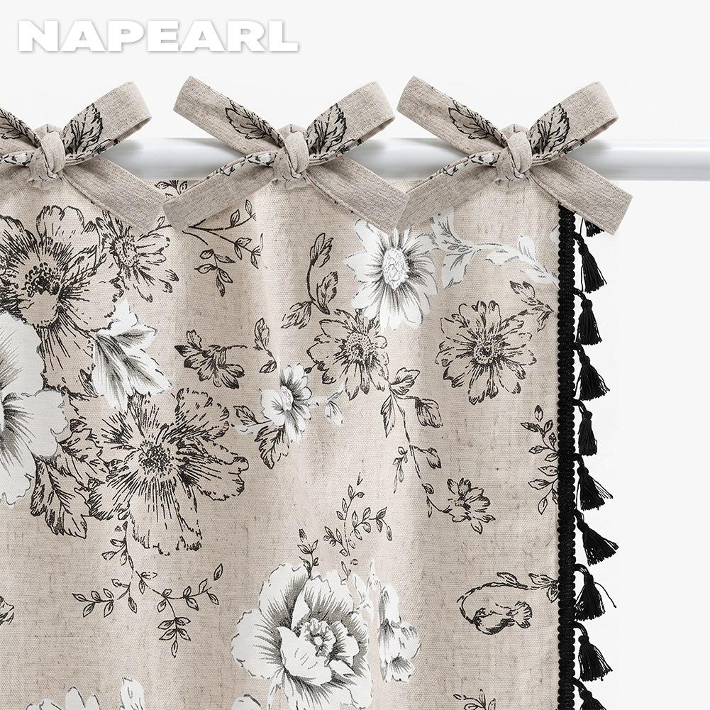 1 шт. NAPEARL Винтажная Черно-Белая Цветочная Юбка для Духовки с Черной Бахромой по Краю, Изолированное Украшение, Занавеска на Дверцу Духовки для Кухни, Домашний Декор