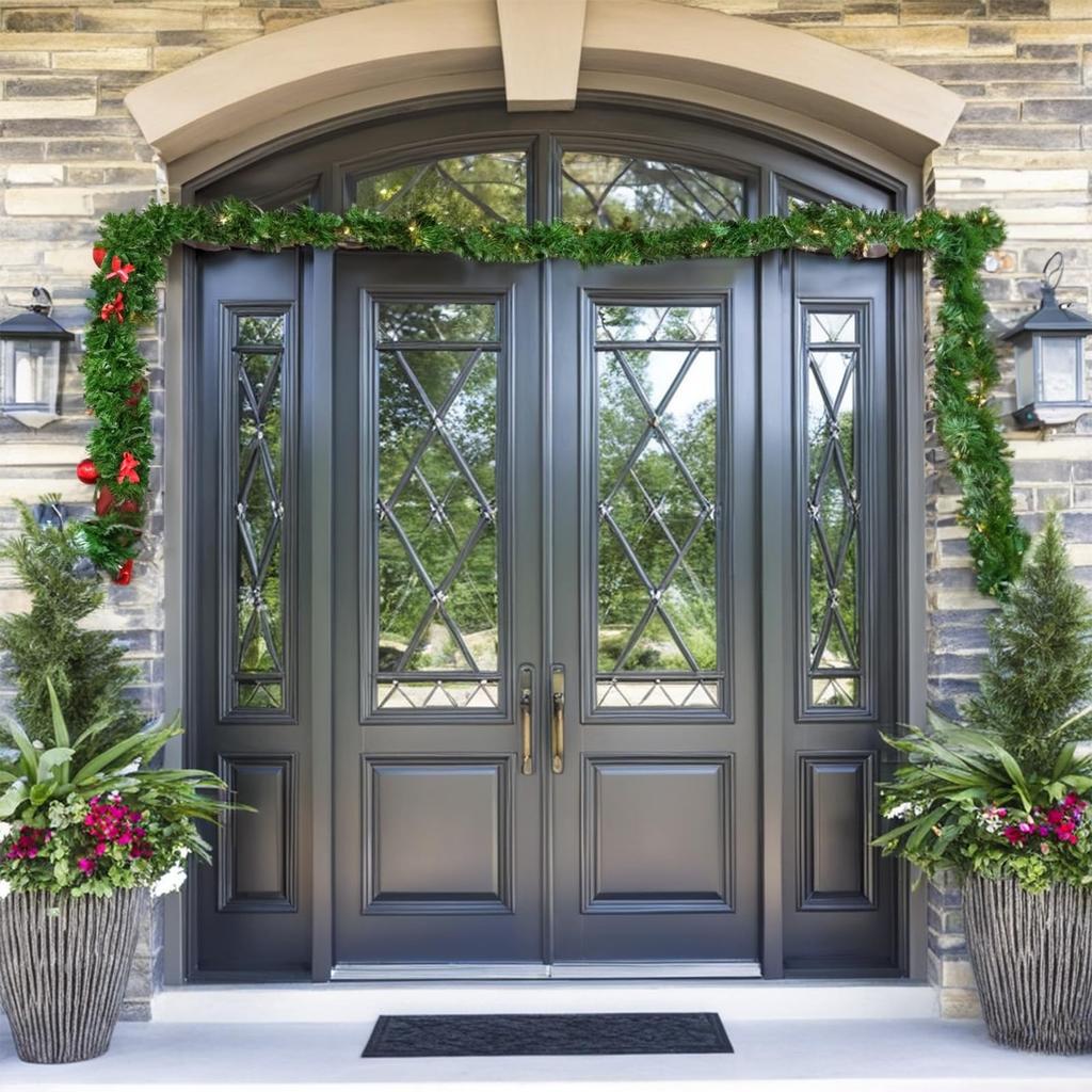 Garland Hanger For Front Double Door Width Doors | Heavy-Duty Christmas Decoration Holder For Wreaths, Lights, & Garland | No Screws, Drilling, G