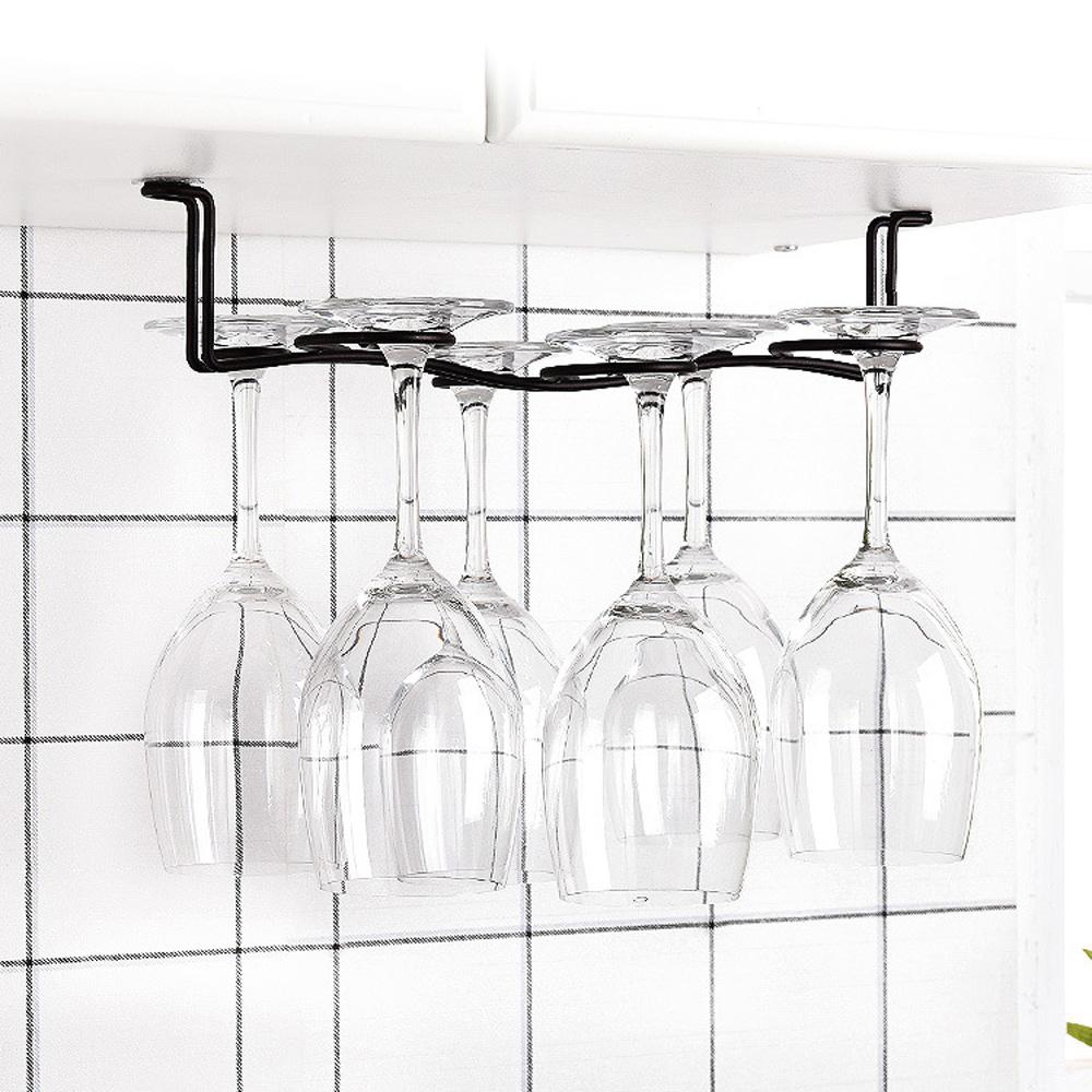 Iron Goblet Storage Shelf Cabinet Organizer Wine Glass Rack Cup Hanger Stemware Holder Hanging Rack