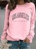 Autumn/Winter Women's Long-Sleeve Los Angeles Print Pullover Hoodie
