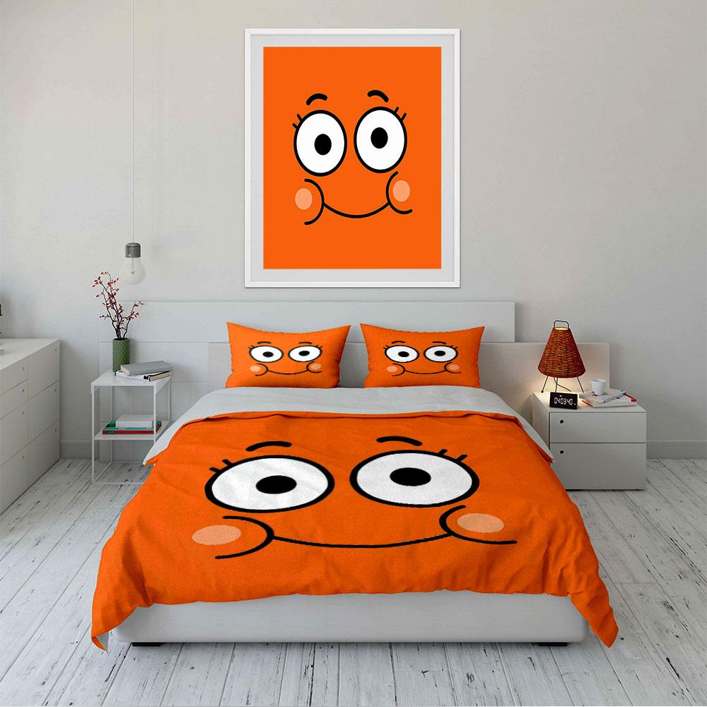 Smiling Face Cartoon Design Bedding Duvet Cover Set Duvet Cover Pillowcases (1*Duvet Cover 2*Pillowcases, without duvet insert)