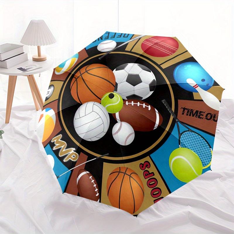 Ball sports themed Eight rib Automatic Folding Umbrella Is Suitable for Both Men and Women, Making It A Perfect Christmas and Valentine's Da