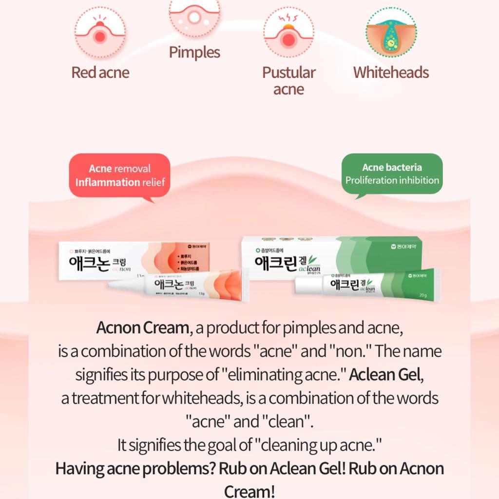DONG-A PHARM Удаление прыщей Воспаление K-Beauty Acnon Cream 13 г/тюбик