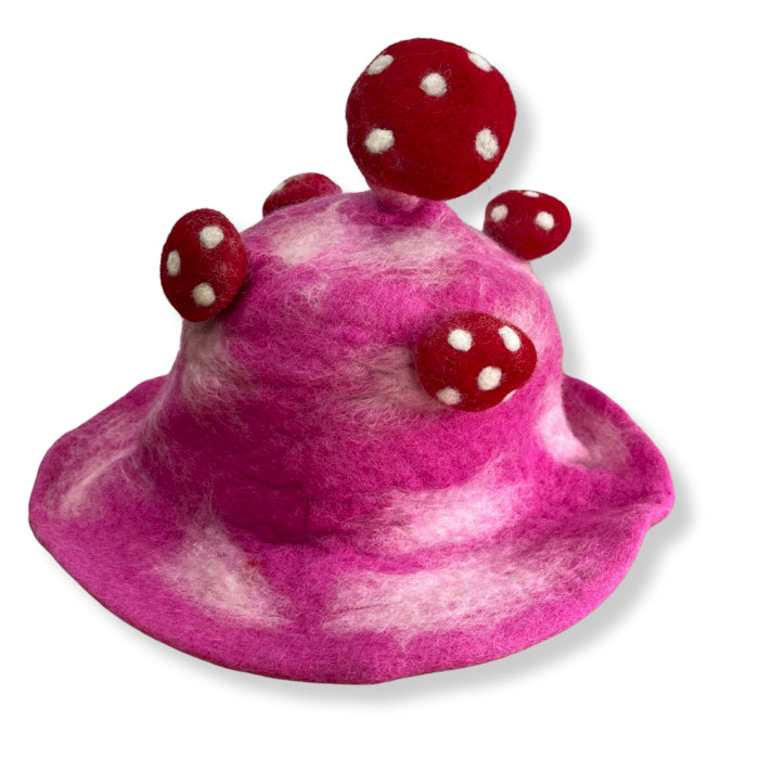 Felted Mushroom Hat – Shocking Pink
