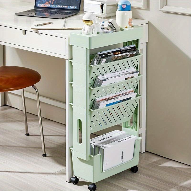 Уберите беспорядок: Минималистичная передвижная книжная полка с колесиками для хранения книг и многого другого