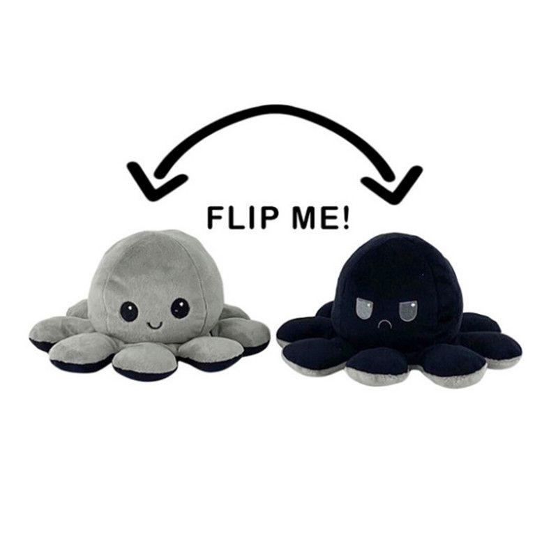 Unique Double-sided Flip Reversible Octopus Plush Toy With Realistic Expressions For Children