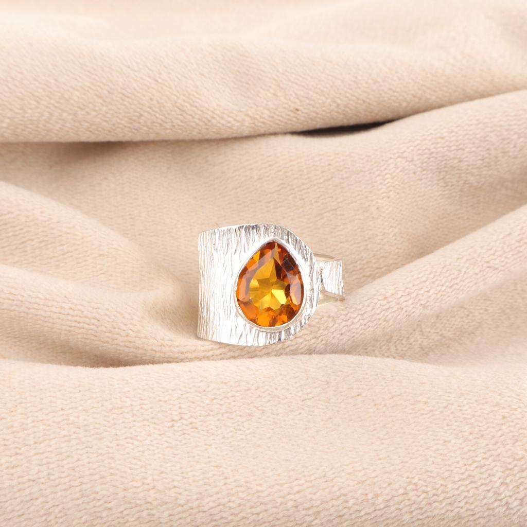 Yellow Citrine Gemstone 925 Stamped Silver Jewelry Handmade Ring Valentines Gift RR-63-8