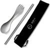 ZEN Camps Titanium Cutlery Set Chopsticks Spoon Fork Ultra Light Outdoor Climbing Camping Storage Bag Included (Set)