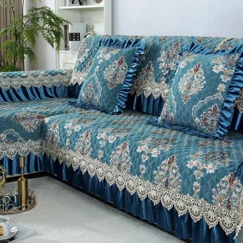 Универсальная большая юбка Four Seasons, чехол для дивана, европейский стиль, нескользящий коврик для дивана, роскошная кружевная подушка для гостиной, полотенце для дивана