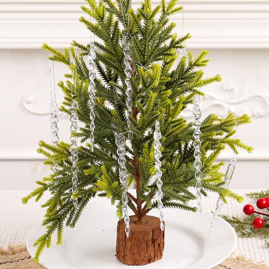 12 Pcs Clear Crystal-like Icicles Pendant Realistic Icicle Hanging Ornament Simulated Spiral Ice Cone for Xmas Tree Winter Ice Snow Theme Wonderland