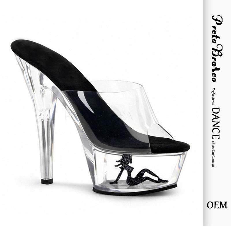 Женские тапочки, прозрачные модные босоножки на высоком каблуке со стразами, сексуальные танцевальные туфли, каблук 15 см, платформа 5 см, YKC