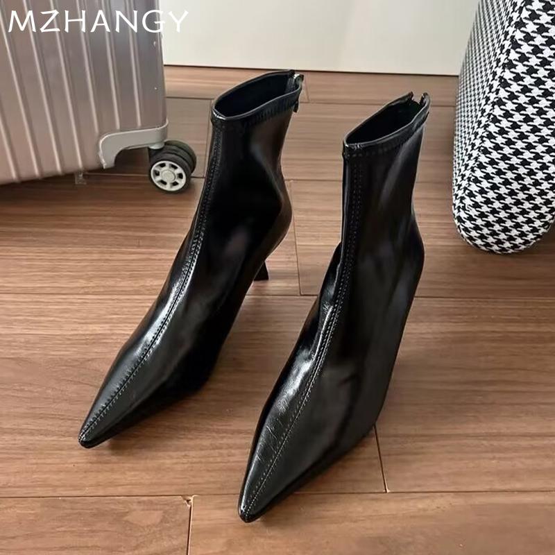 Женские ботильоны с острым носком, леопардовые сексуальные туфли на высоком каблуке, женская обувь 2024 года, трендовые зимние сапоги, туфли-лодочки для вечеринок, зимняя новинка, женские ботинки