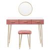 Modern Dresser Dressing Table with Stool Mirror Drawers Cosmetic Table for Bedroom Pink/Grey Makeup Vanity Table Home Furniture