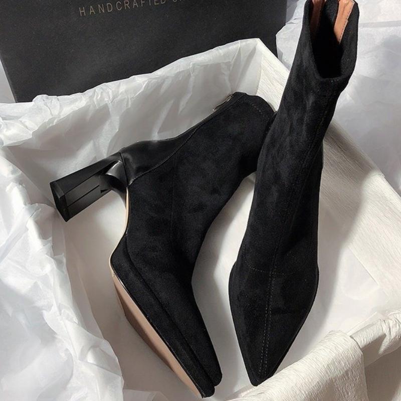 Высококачественные женские ботинки, горячо продаваемые, удобные и теплые, женские ботильоны, сексуальная обувь с острым носком для женщин