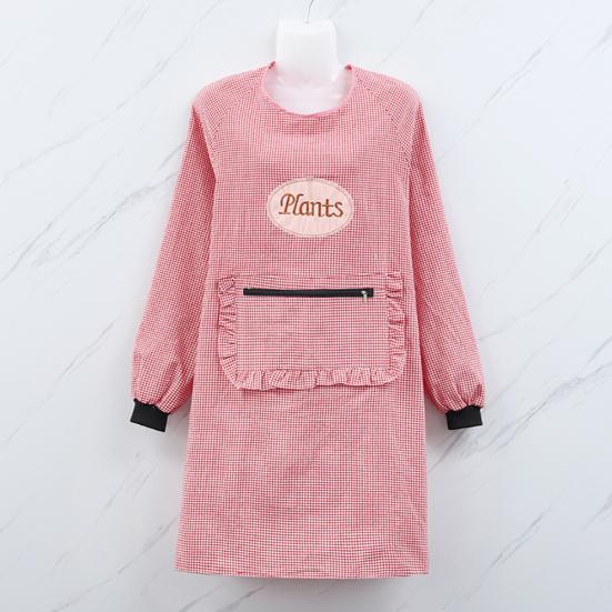 Women Long Sleeve Oil Proof Cotton Home Kitchen Cooking Clean Apron Pocket Smock Sale Goods