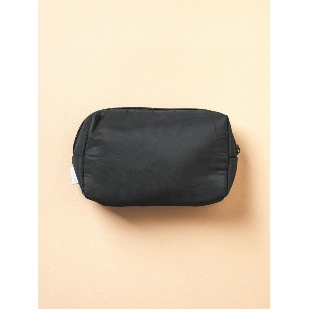 Daiso Square Label Pouch Black