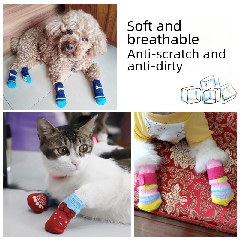 4 шт. в упаковке носков для домашних животных: Дизайн костей, хлопок, маленькие собаки и кошки