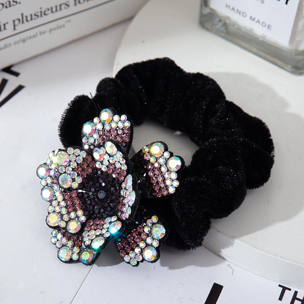 Женские резинки для волос со стразами, бархатные эластичные резинки для волос, цветочные кольца для волос, резинки для волос, хрустальные головные уборы, аксессуары для волос