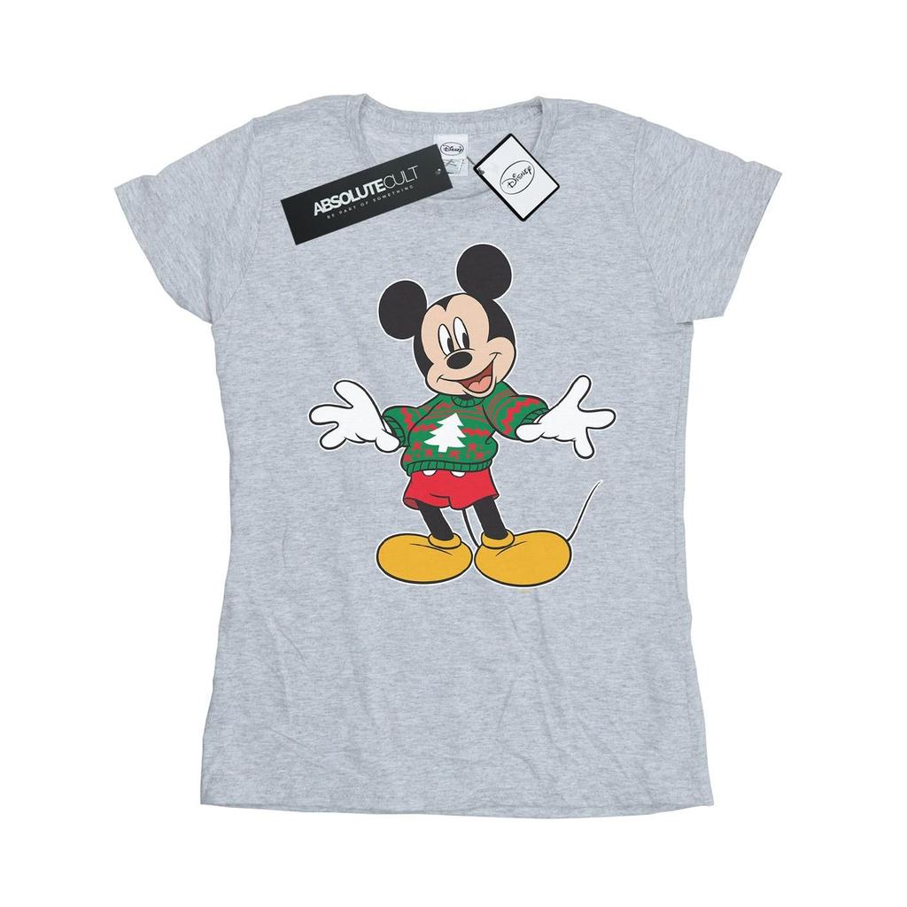 Disney Womens/Ladies Mickey Mouse Christmas Jumper Stroke Cotton T-Shirt