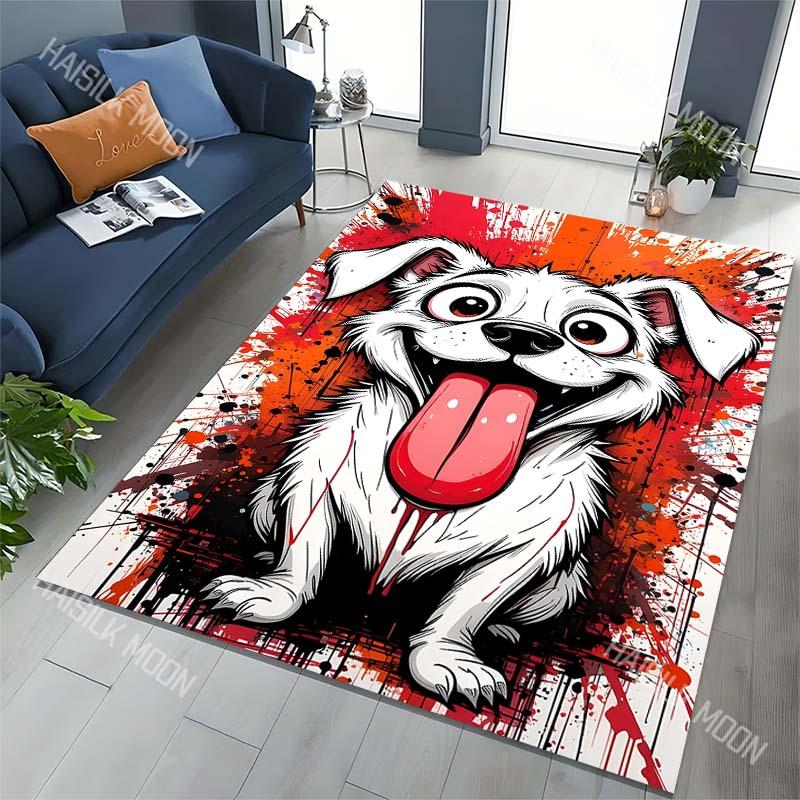Splash Painting Puppy Carpet for Living Room Bedroom Bedside Floor Mat Cloakroom Kids Activity Area Rugs Luxury Gifts