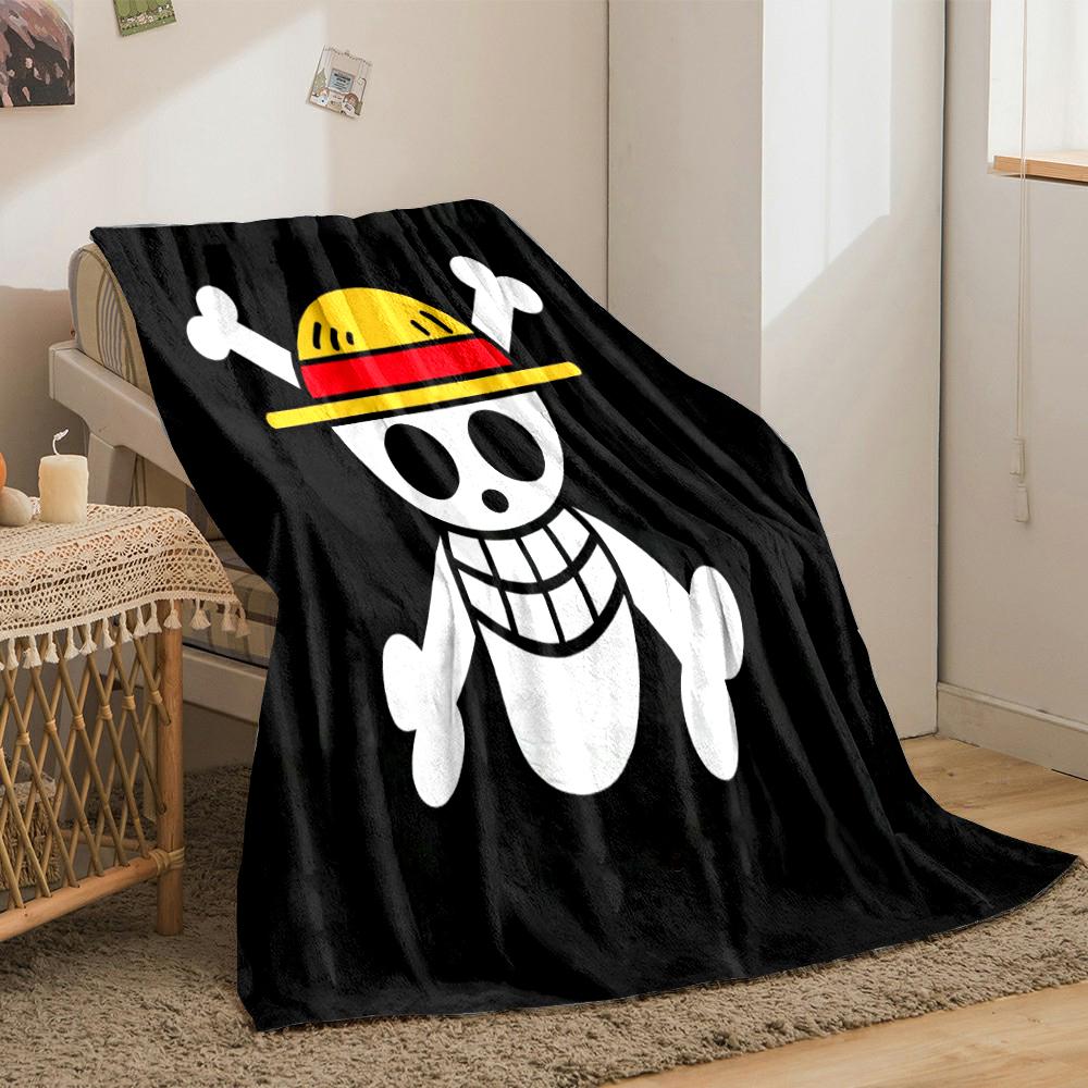 Pirate Skull with Straw Hat Set Designed Flannel blanket for bedroom, living room, sofa, and nap