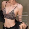 Leopard Print Wire-Free Deep V Lingerie Set - Women's Sexy Triangle Cup Spaghetti Strap Bra