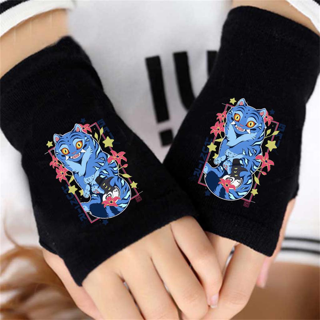 Cartoon Printed Fingerless Gloves For Boys And Girls