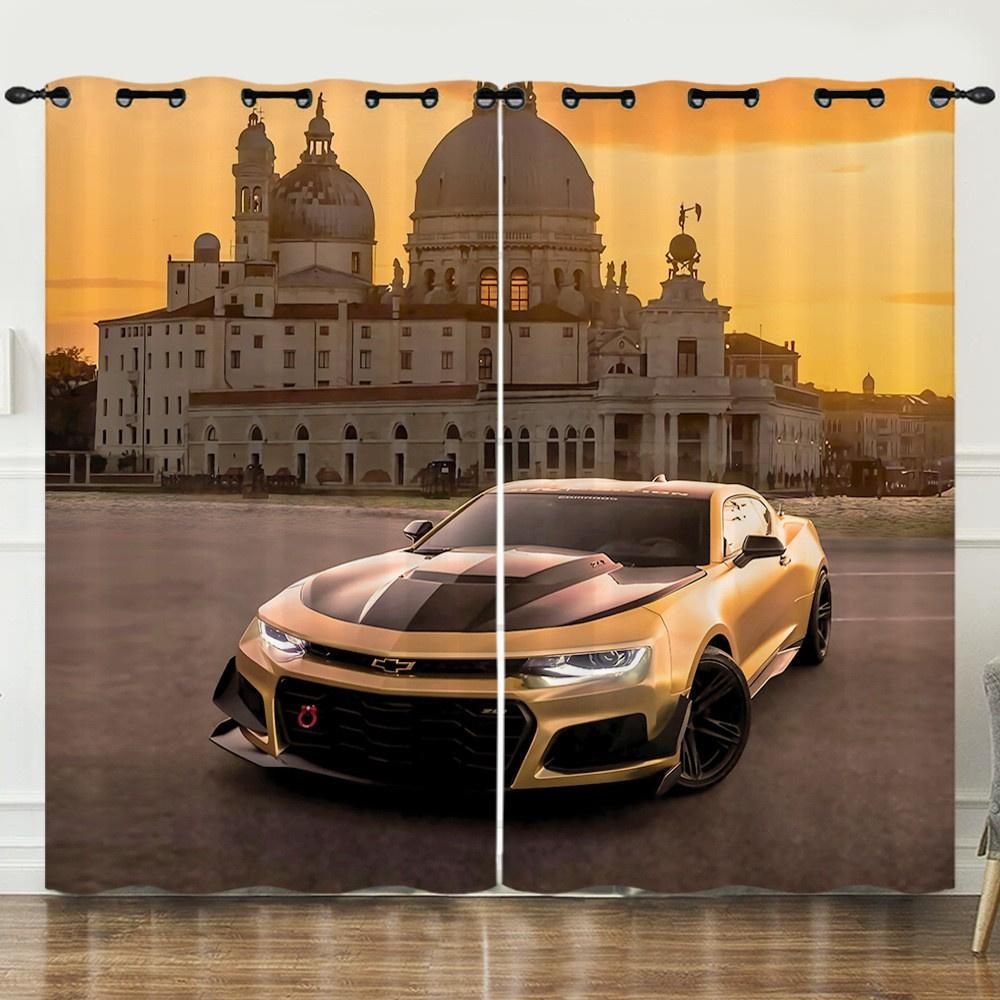 3D дешевые современные роскошные спортивные автомобили крутые 2 шт. затемняющие шторы для гостиной спальни кухни декор крючком