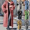 Women Casual Solid Knit Button Plus Size Long Sleeve Sweater Long Cardigan Coat