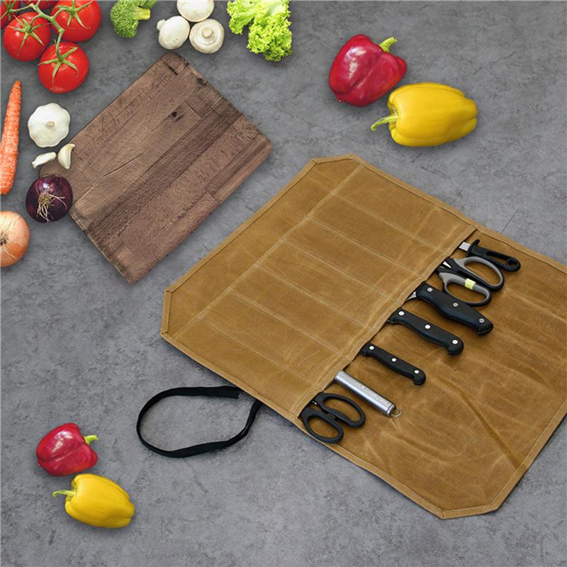 Сумка для ножей шеф-повара, сумка для кухонных принадлежностей, холщовая сумка для ножей шеф-повара, сумка для кухонных принадлежностей, портативная, прочная, для хранения, для кемпинга