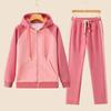 Fashion Casual Sportwear Hoodie Pant Set Long Sleeve Hooded Jacket 2 Piece Set Drawstring Pant Sping Female Running Suits