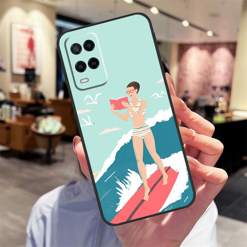 Чехол для доски для серфинга, серфинга, девушки-серфера для Oppo A94 A54 A40 A60 A80 A98 A78 A18 A38 A58 A16 A76 A96 A17 A77 A74 A57S A15