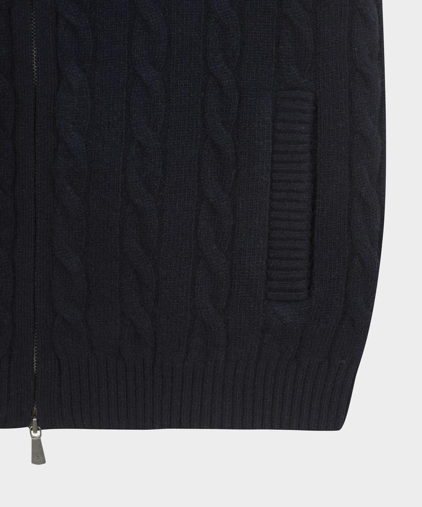 Brooks Brothers Cable Zip-Up Sweater (Dark Navy) (Bbwcmbf406)
