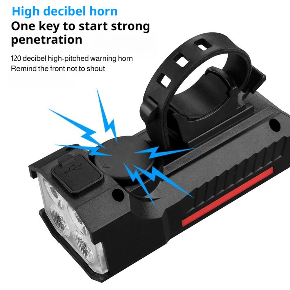 Перезаряжаемые солнечные велосипедные фонари Ночные сверхяркие велосипедные фары Фара с электрическим звонком, Светодиодные велосипедные фонари для дороги и горного велосипеда