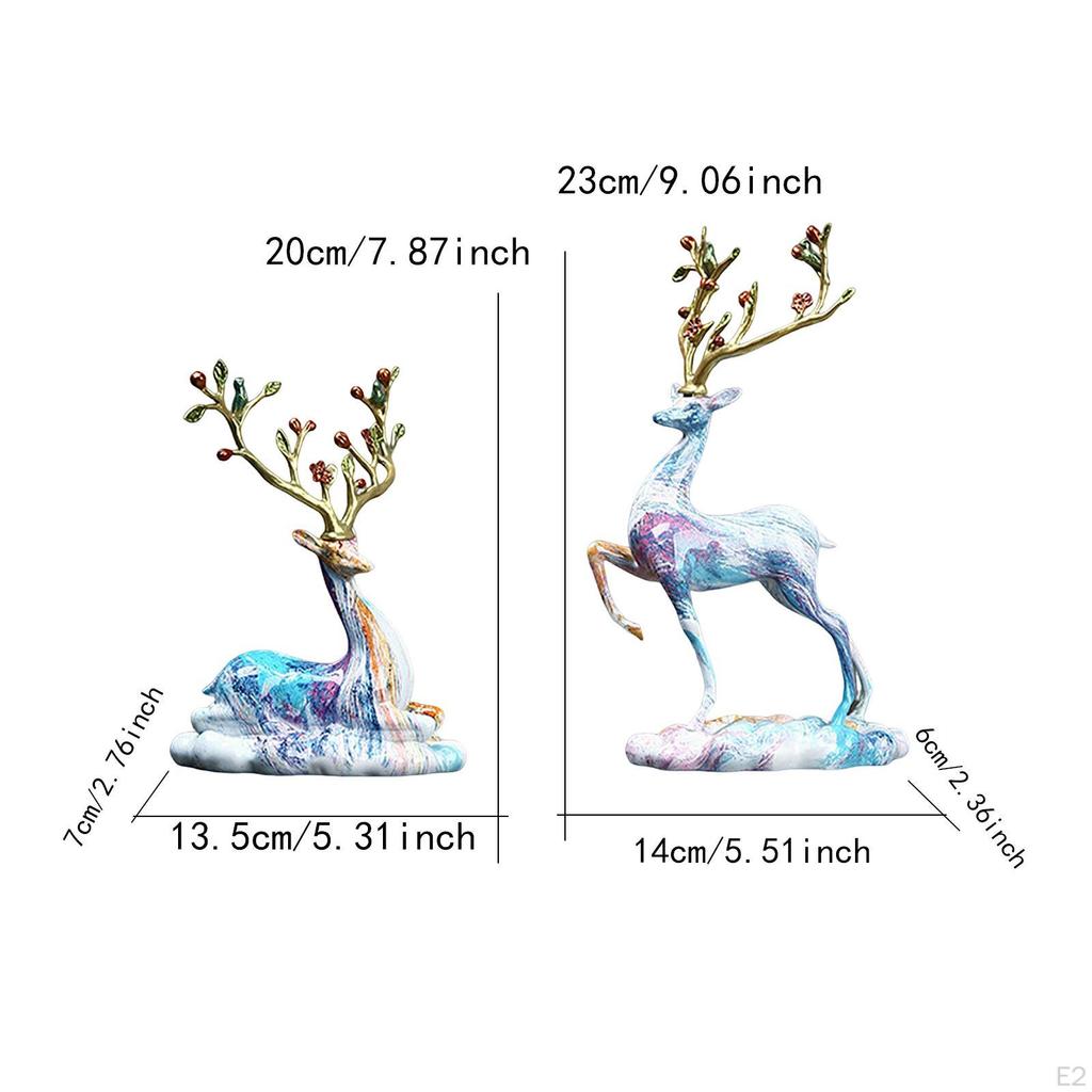 Resin Sitting Standing Deer Statues Reindeer Figurines Ornaments for Tabletop Bookshelf TV