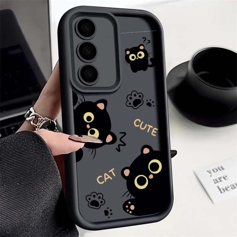Милый Чехол С Принтом Черного Кота Для Motorola Moto Edge 50 Neo Ultra 70 60 50 Fusion G56 G86 E14 G75 G85 G54 G34 G84 Покрытие Матовое