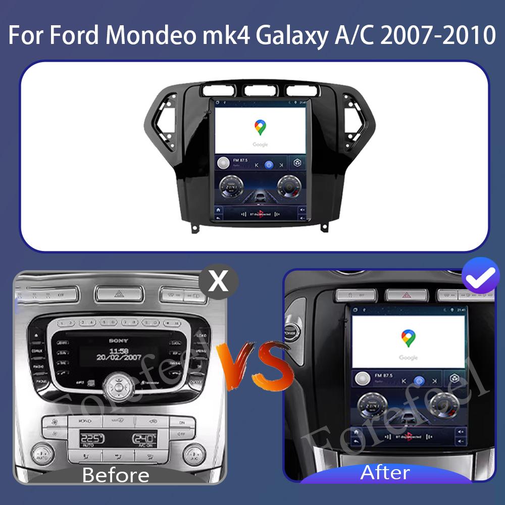 9,7-дюймовая автомагнитола Android 14 для Ford Mondeo Mk4 Galaxy A/C 2007-2010, не 2 DIN, стерео головное устройство, беспроводной CarPlay, GPS-навигация