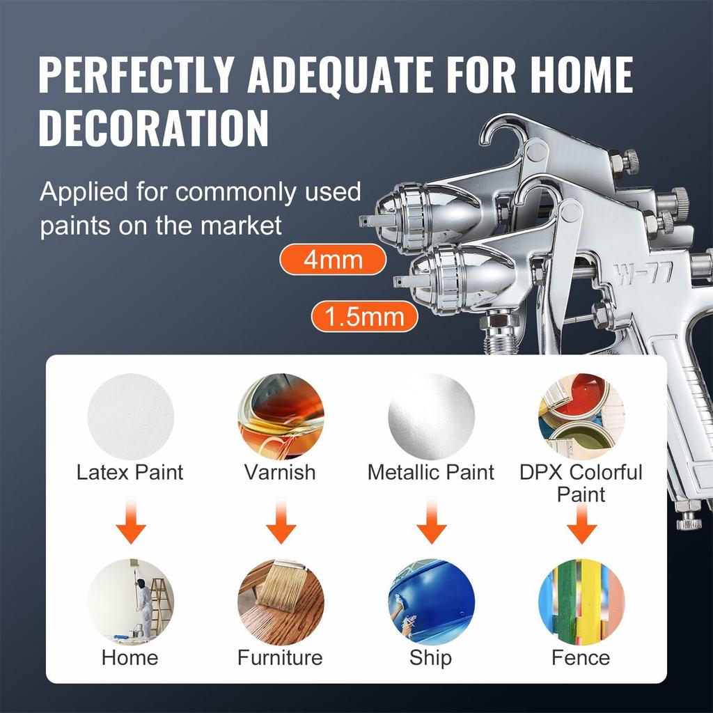 Spray Paint Pressure Pot Tank, 10L/2.5gal Air Paint Pressure Pot, 1.5mm+4mm Two Nozzles Two Spray Paint Guns for Industry Home Decor Architecture