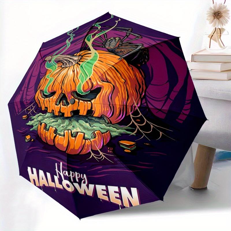 1pc Spooky Halloween Pumpkin Automatic Opening and Closing Fashion Umbrella - Small Umbrella Suitable for Various Occasions Y079