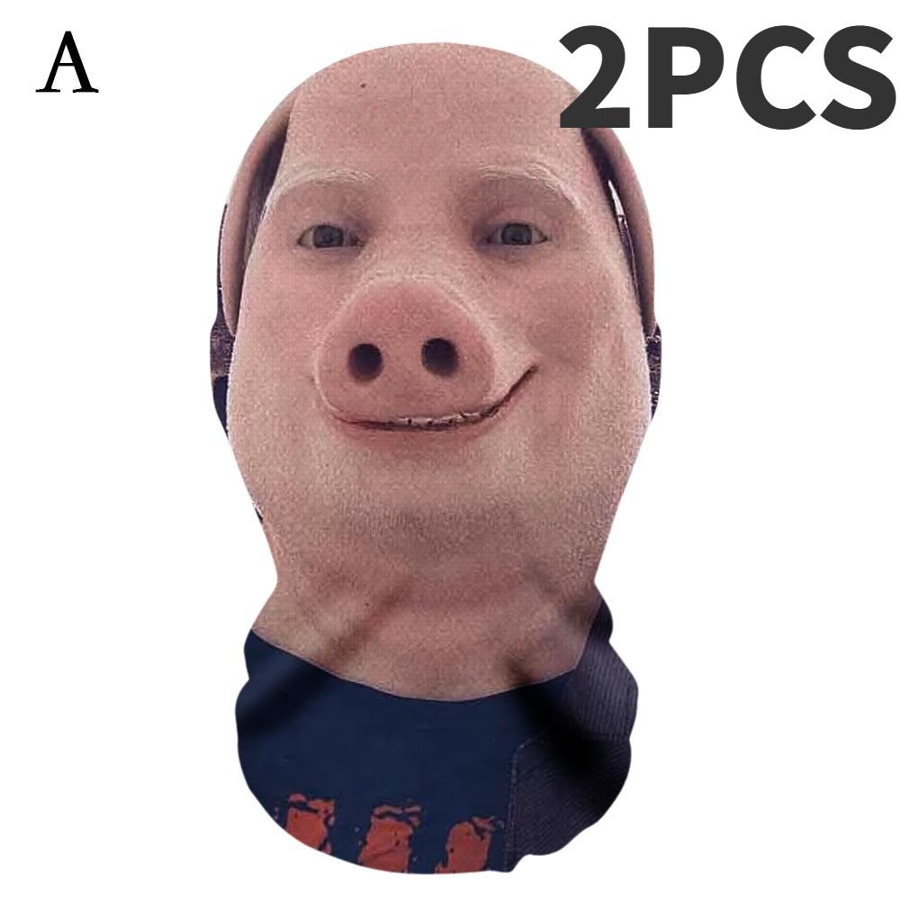 2PCS For John Pork Is Calling Interesting 3D Printed Seamless Mask John Pork Smiling Cosplay Facial Mask Party Cosplay Props