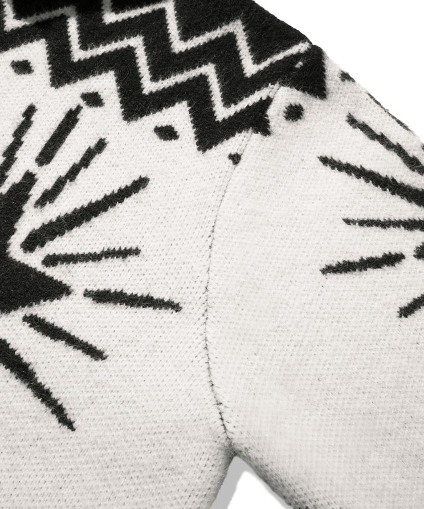 TRILLION Washable Wool Star Nordic Hooded Zip-Up Knit_Black