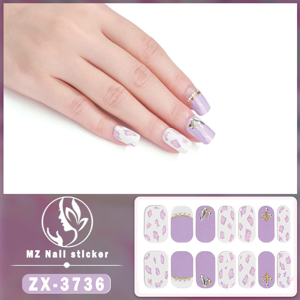 ZX 3D Waterproof No-Cure Gel Nail Wraps, Full Cover Japanese & Korean Style Spring & Summer Nail Stickers, Nail Patch Films