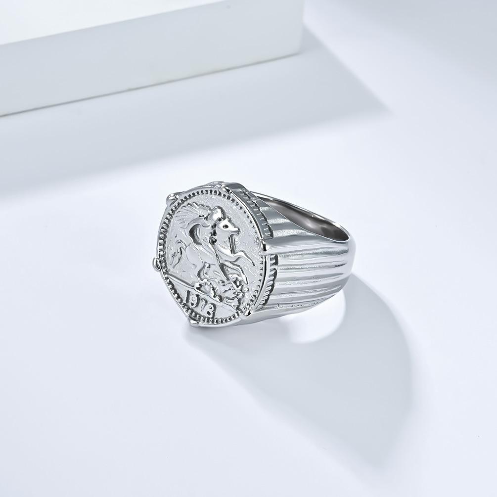 Стильное ретро-кольцо рыцаря-тамплиера из титановой стали, винтажное кольцо рыцаря из титановой стали с узлом веревки, уникальное готическое модное украшение для мужчин